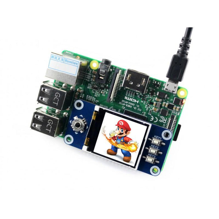 1.44 inch ST7725S 65K RGB LCD Display HAT for Raspberry Pi 128x128p SPI Interface