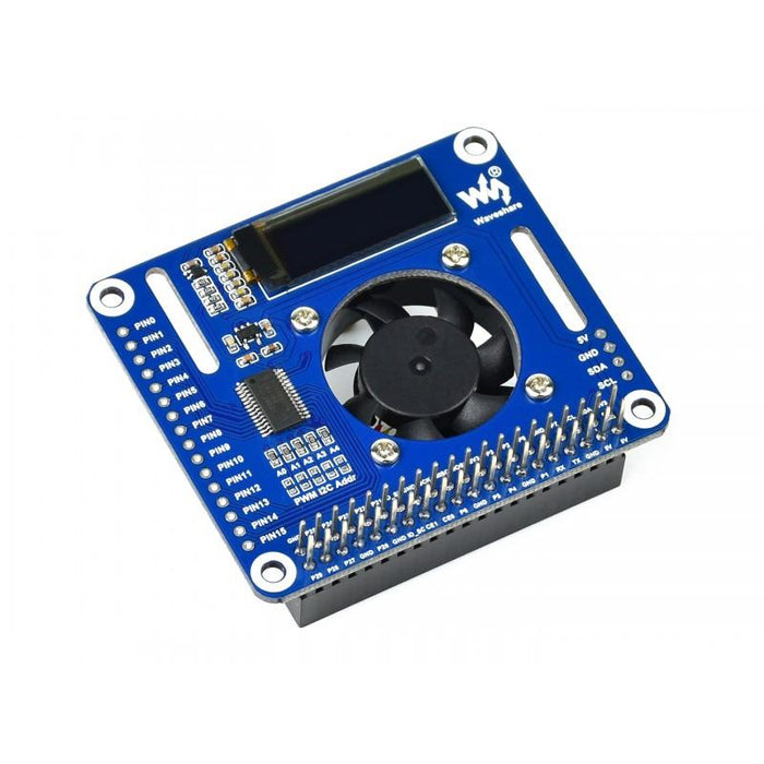 PWM Controlled PCA9685 Fan HAT for Raspberry Pi with Temperature Monitor Display