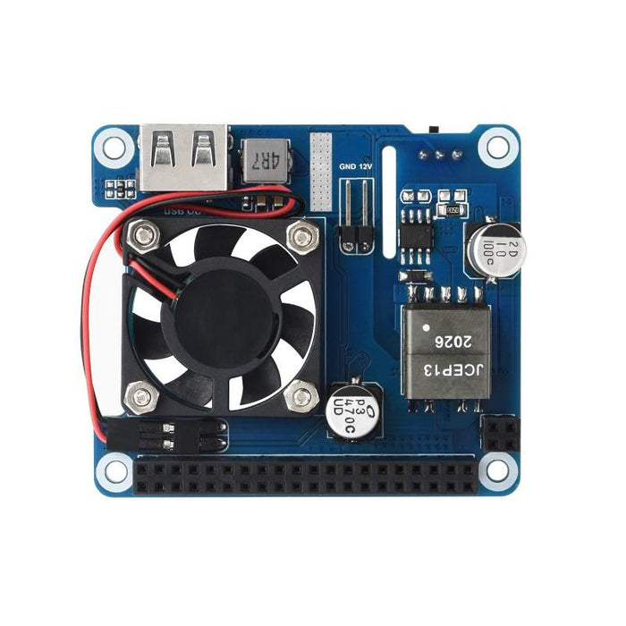 Waveshare PoE HAT (C) for Raspberry Pi 3B+ / 4B MP8676 802.3af at with Active Cooling Fan