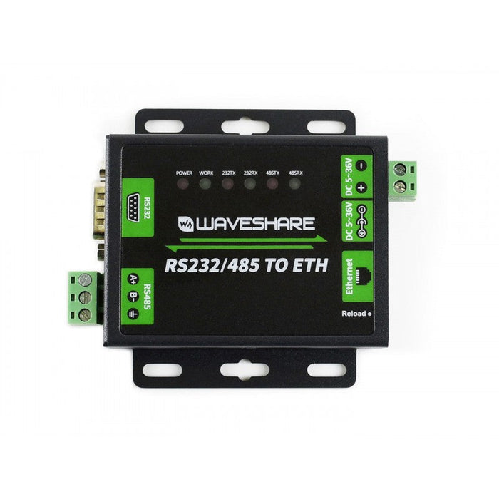 Industrial RS232 RS485 to Ethernet Converter with EU Power Supply