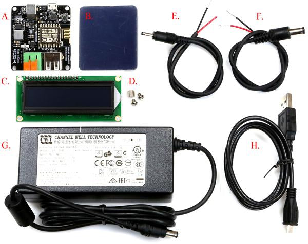 Odroid SmartPower2 15V 4A Power Supply I2C LCD ESP12E WiFi USB Cable DC Plugs